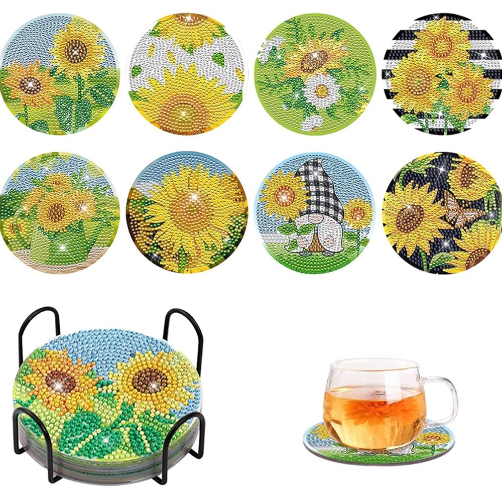 Diamond sunflower coasters